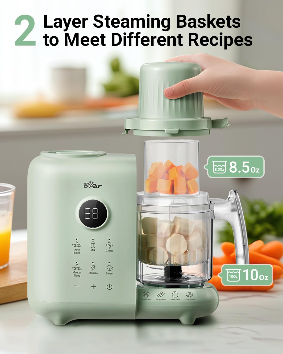 Baby Food Maker & Steamer, Two-Layer