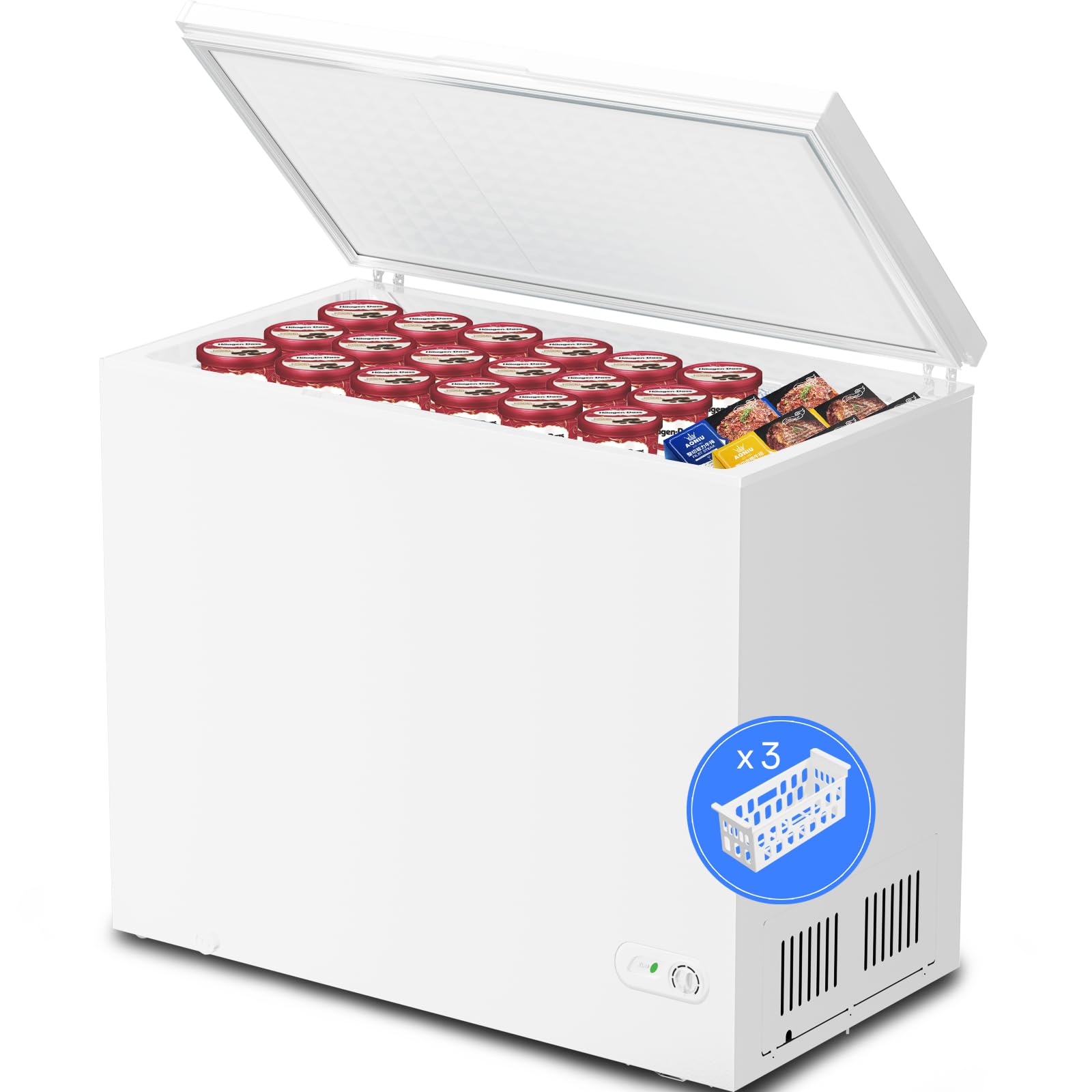 Chest Freezer, Compact Top-Open, Adjustable Temperature