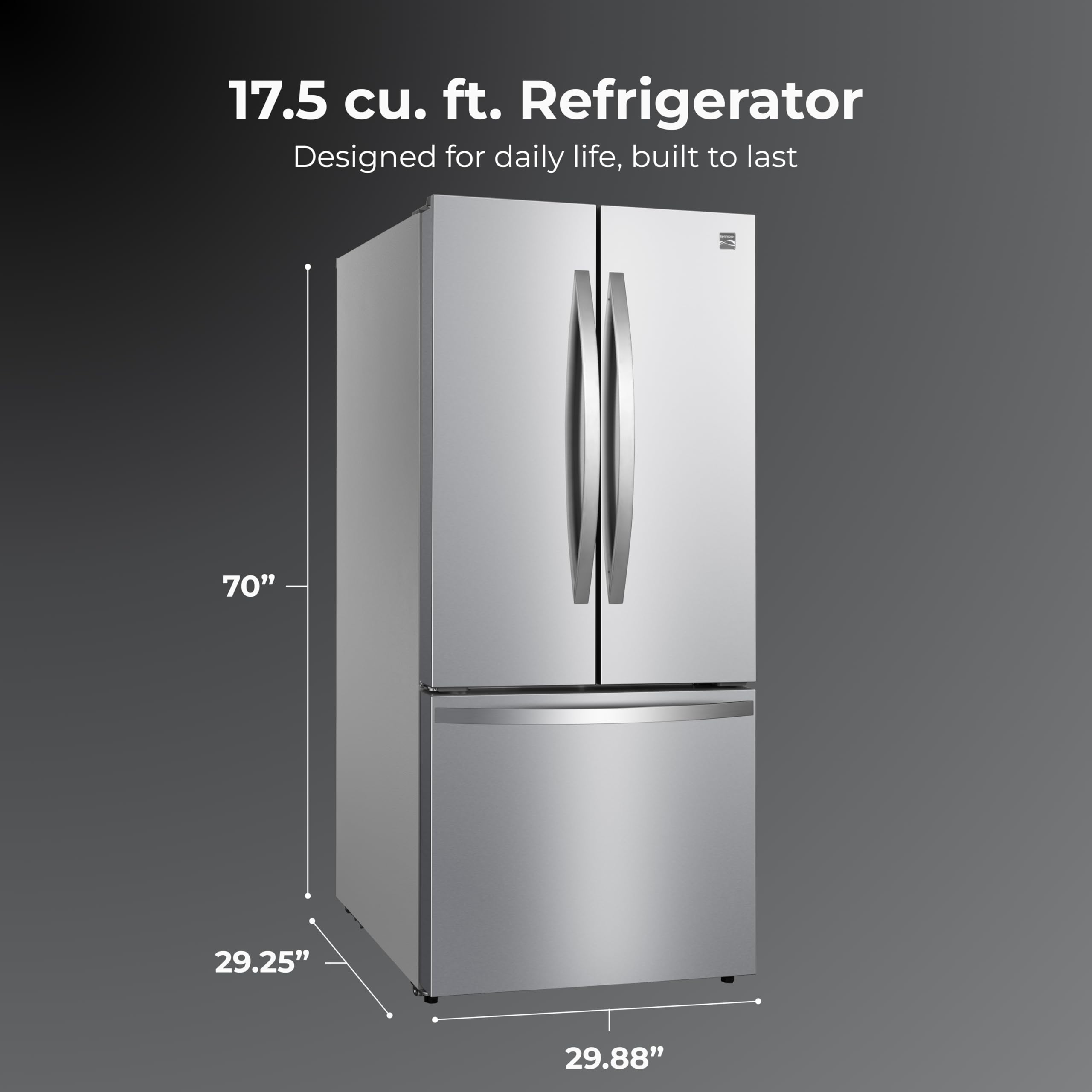 30" French Door Refrigerator, 17.5 cu ft, Stainless