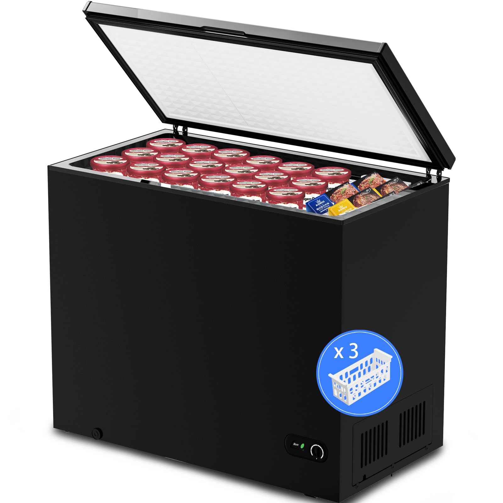 Chest Freezer, Compact Top-Open, Adjustable Temperature
