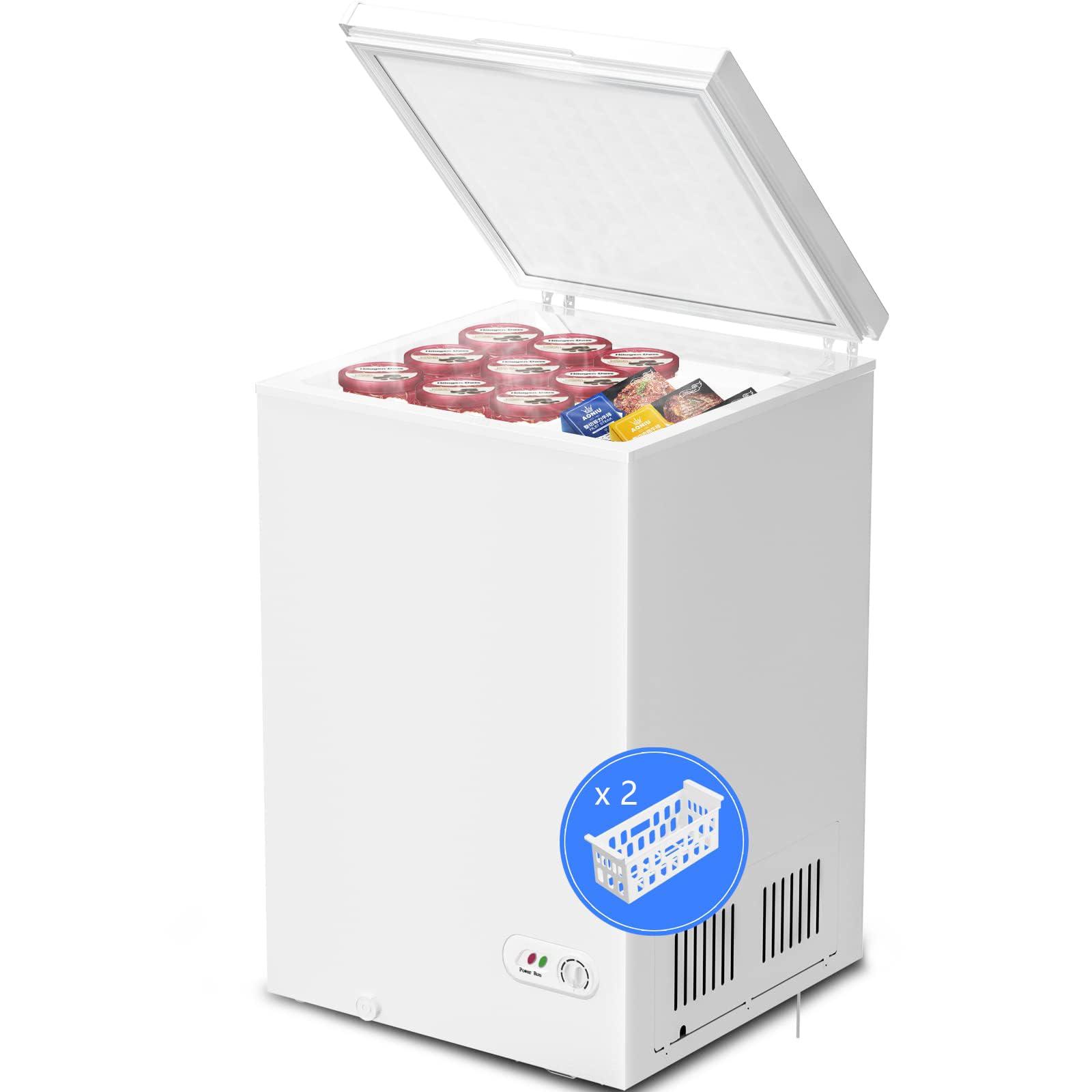 Chest Freezer, Compact Top-Open, Adjustable Temperature
