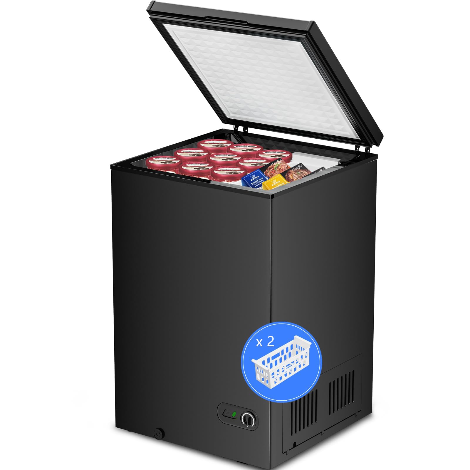 Chest Freezer, Compact Top-Open, Adjustable Temperature