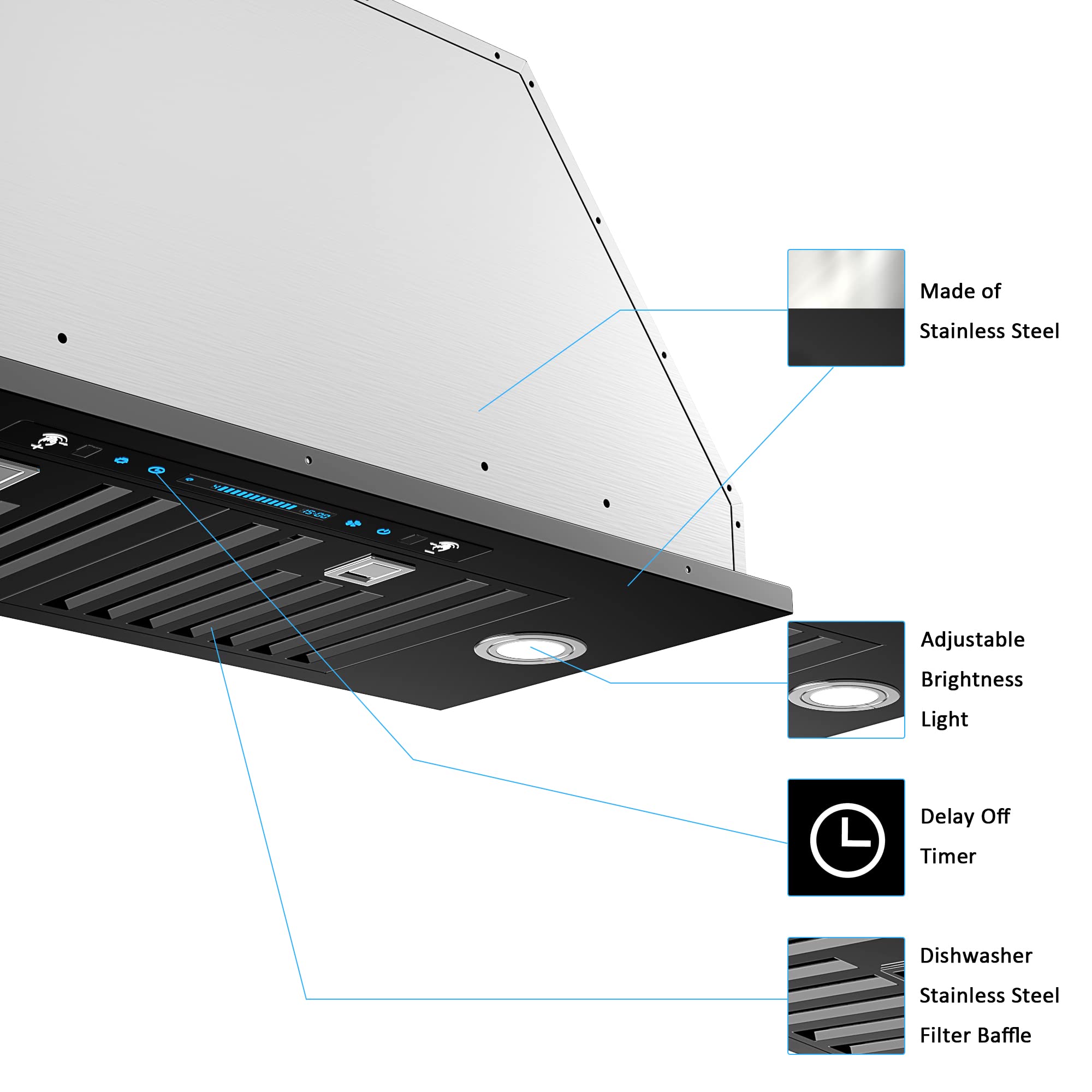 900 CFM Range Hood, Stainless Steel
