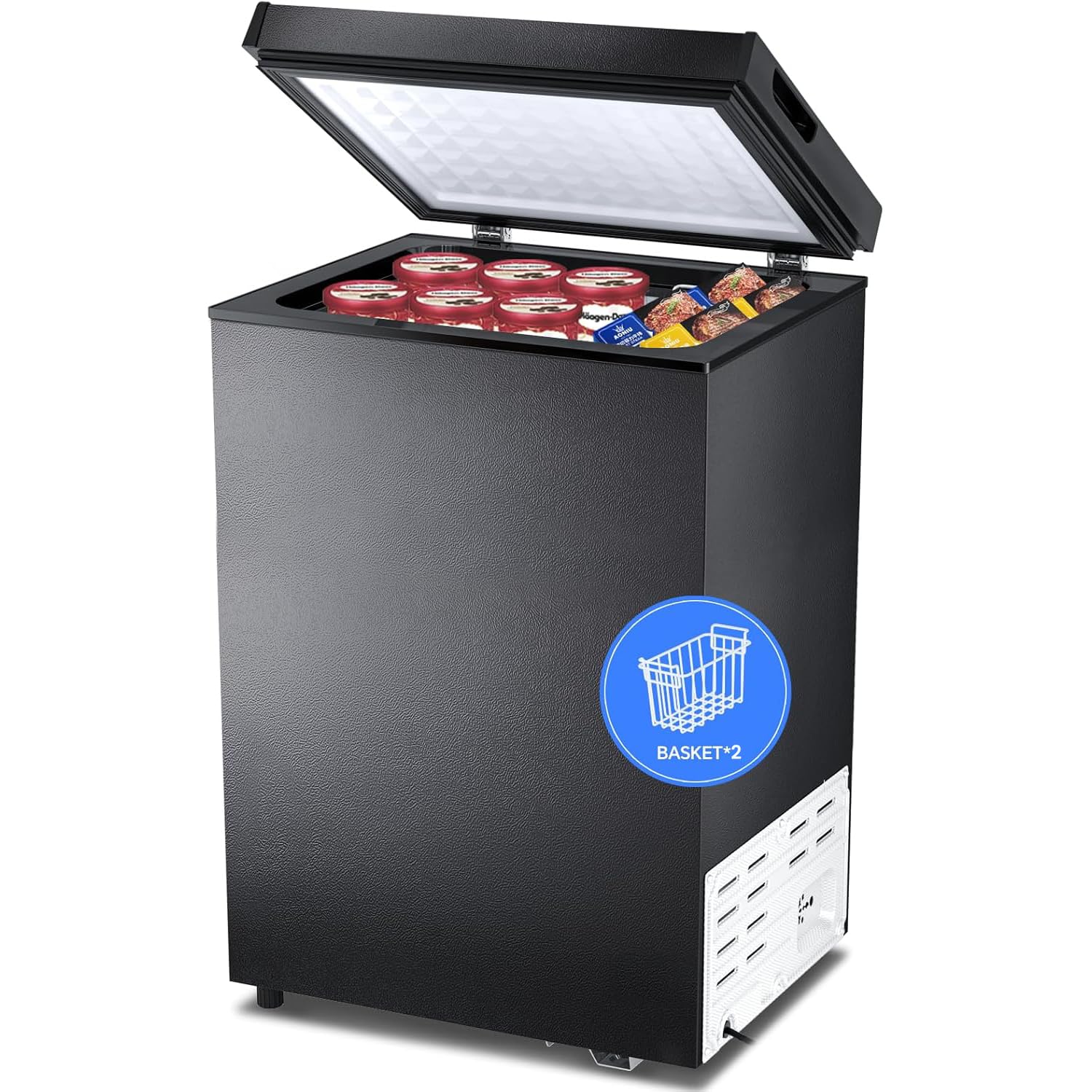 Chest Freezer, Compact Top-Open, Adjustable Temperature