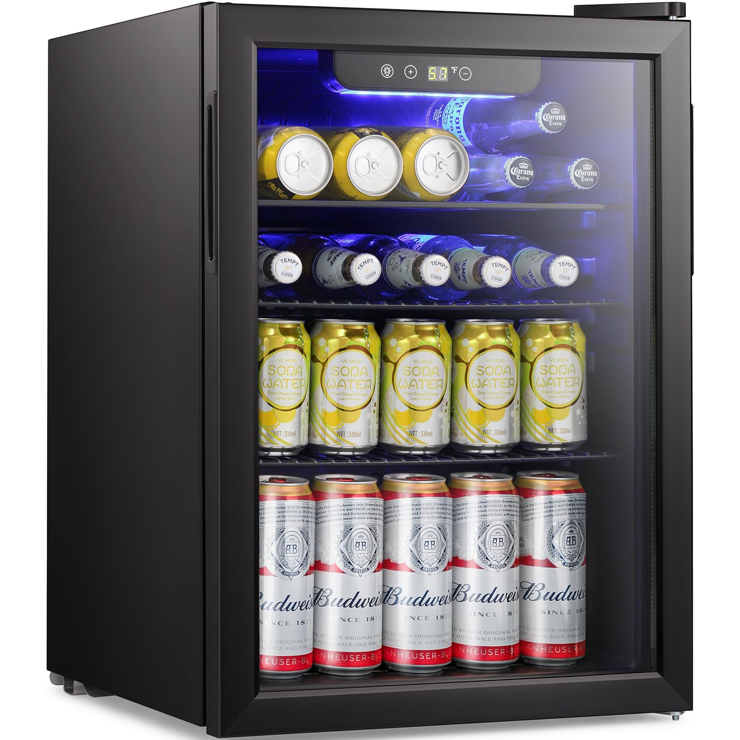 Beverage Mini Fridge, Stainless Glass Door