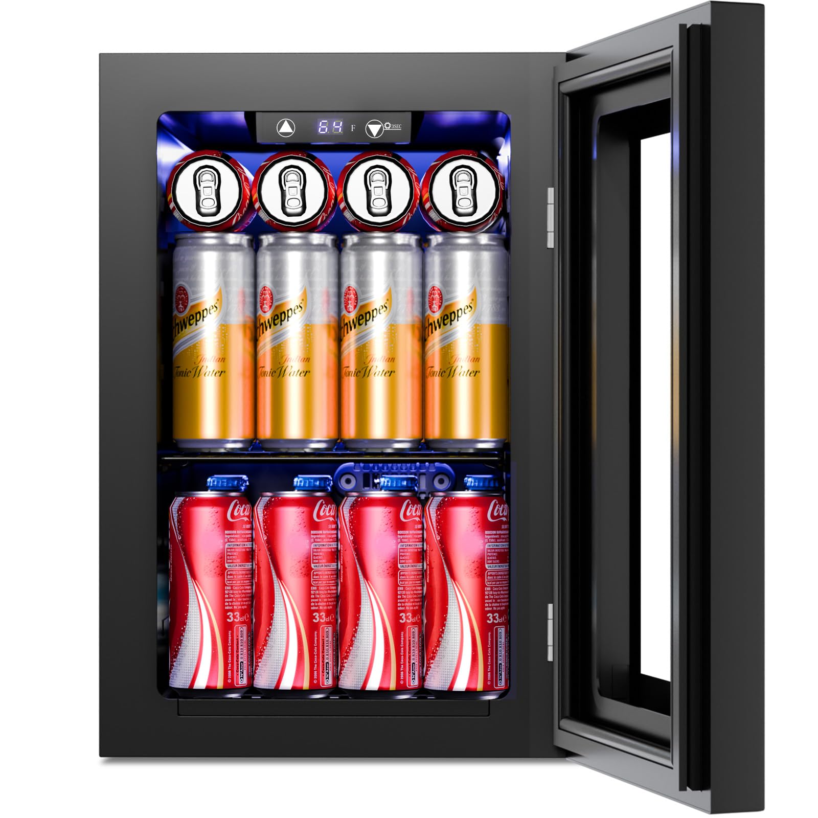 Beverage Mini Fridge, Stainless Glass Door