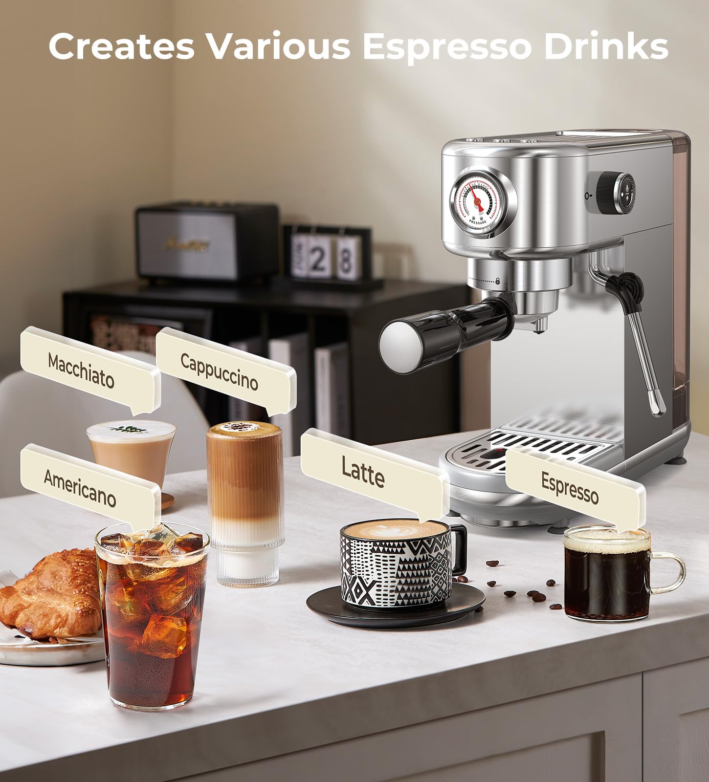 atatix Espresso Machine with Milk Frother