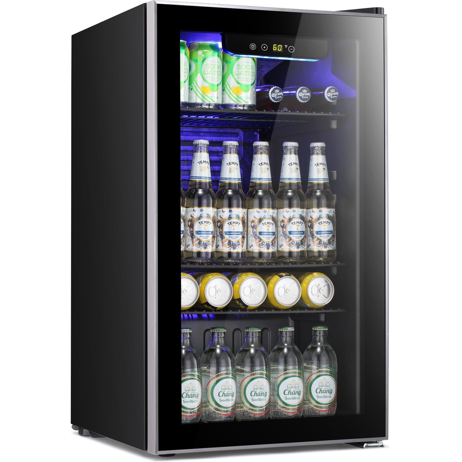 Beverage Mini Fridge, Stainless Glass Door