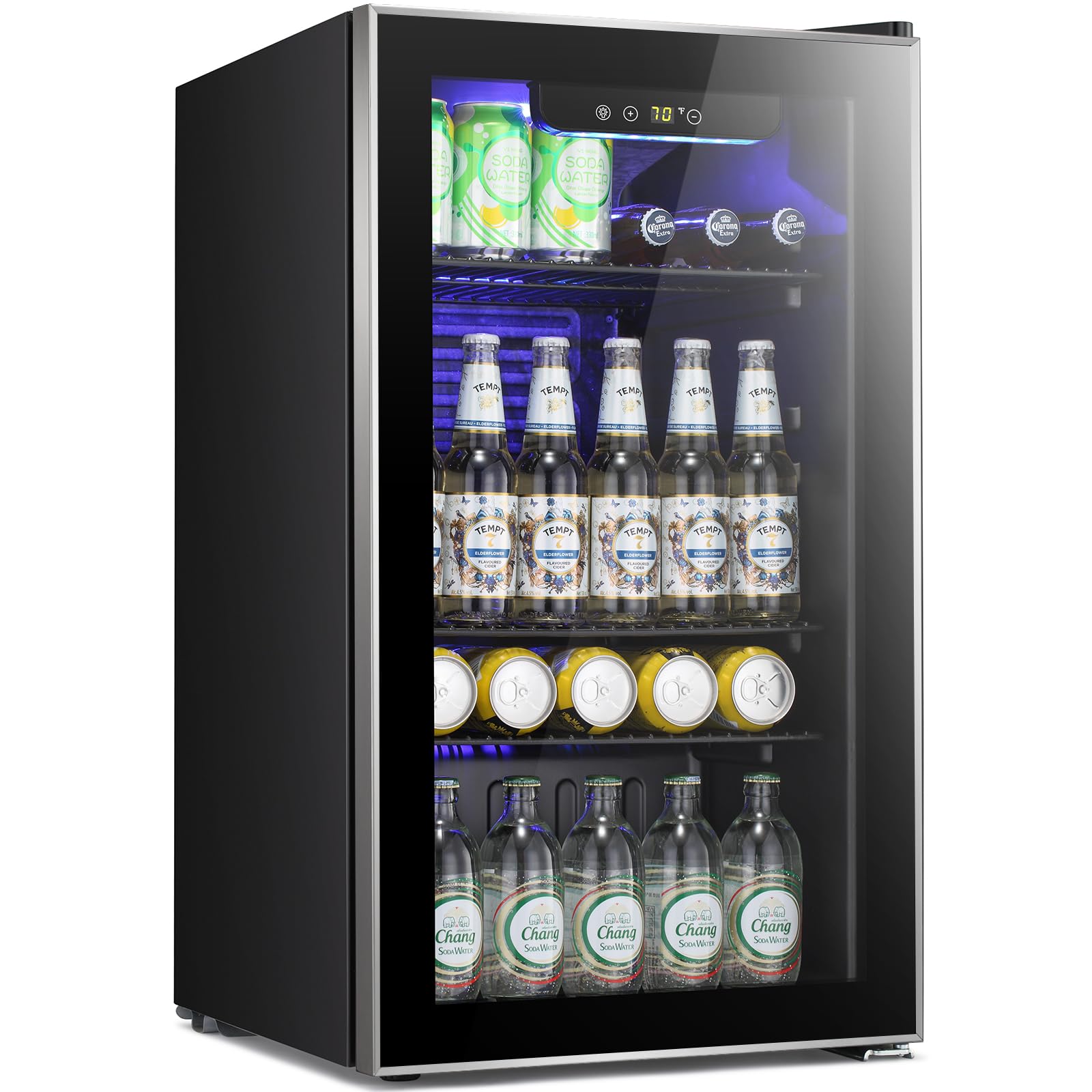 Beverage Mini Fridge, Stainless Glass Door
