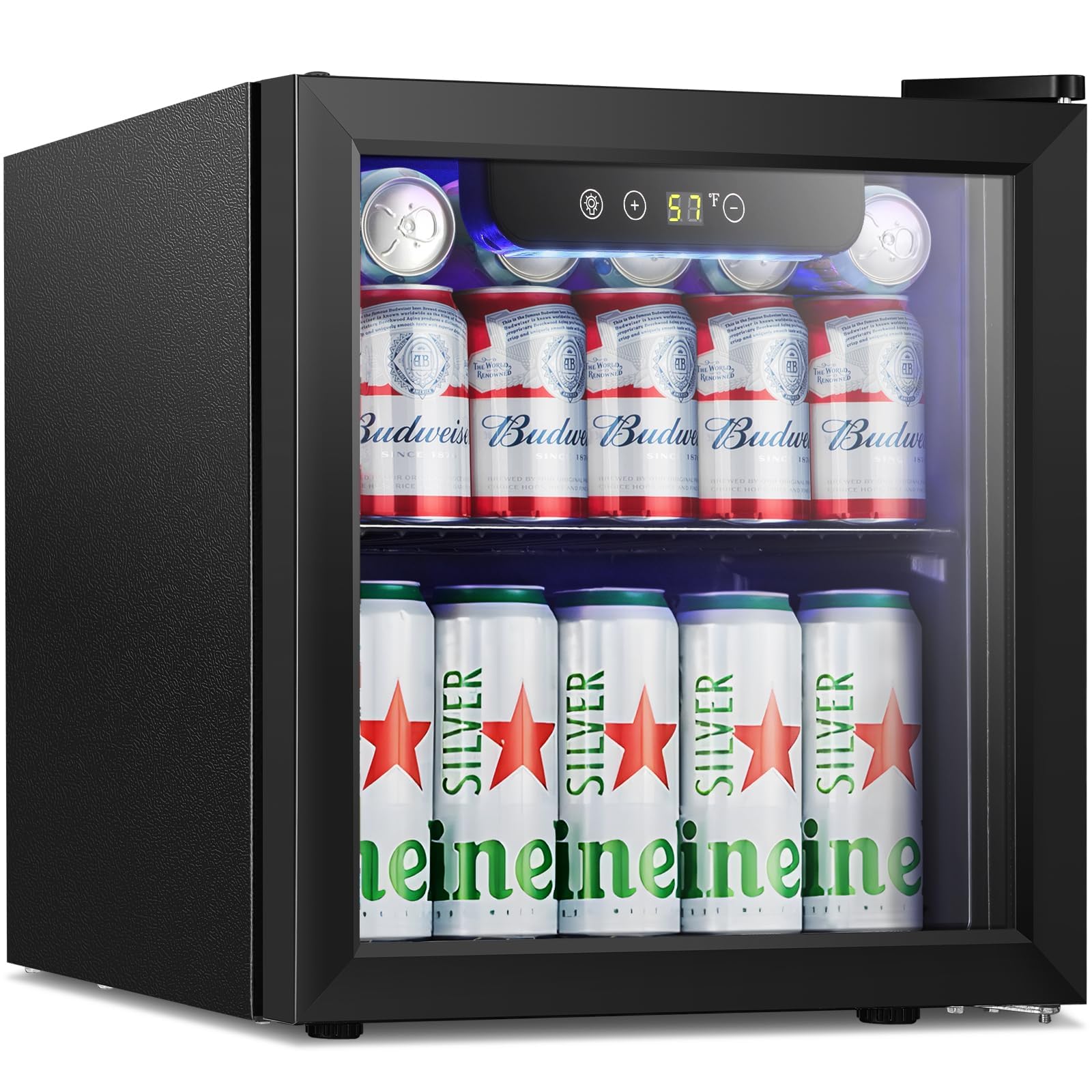 Beverage Mini Fridge, Stainless Glass Door