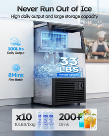 Under-Counter Commercial Ice Maker, Stainless Steel