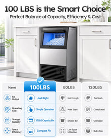 Under-Counter Commercial Ice Maker, Stainless Steel