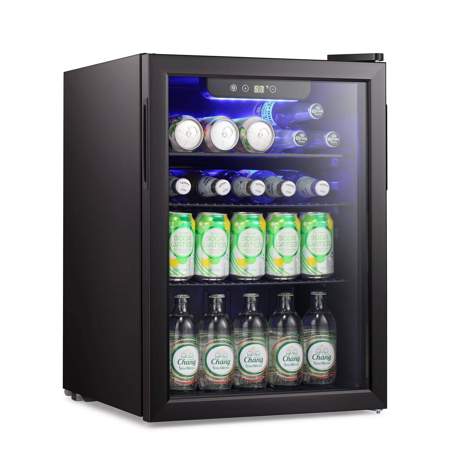 Beverage Mini Fridge, Stainless Glass Door