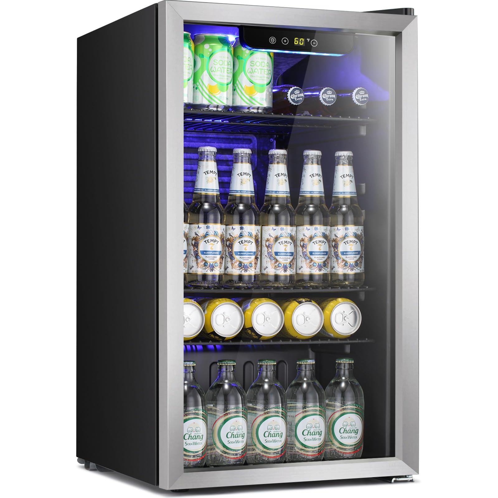 Beverage Mini Fridge, Stainless Glass Door