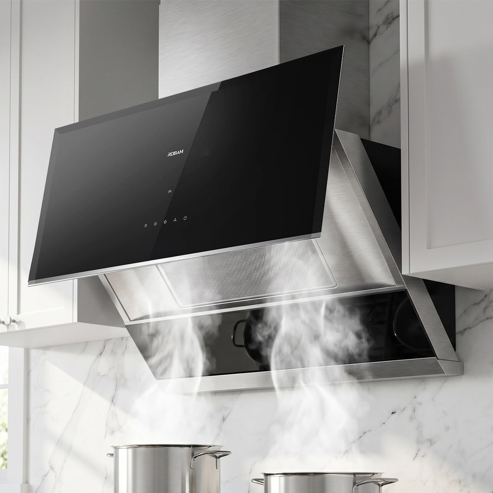 Wall Mount Range Hood, Quiet, LED, Easy-Clean