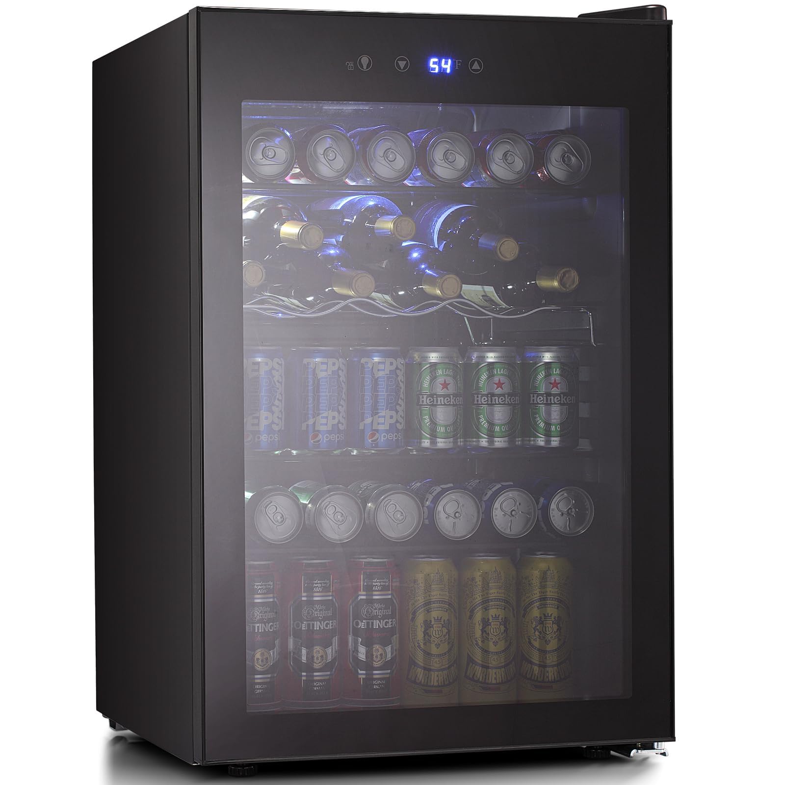 Beverage Mini Fridge, Stainless Glass Door