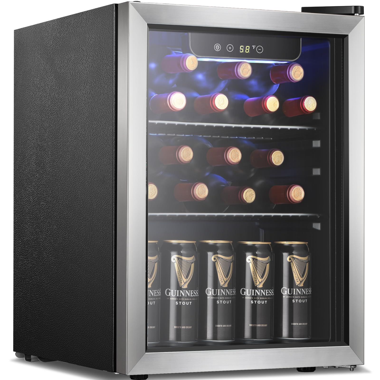 Beverage Mini Fridge, Stainless Glass Door