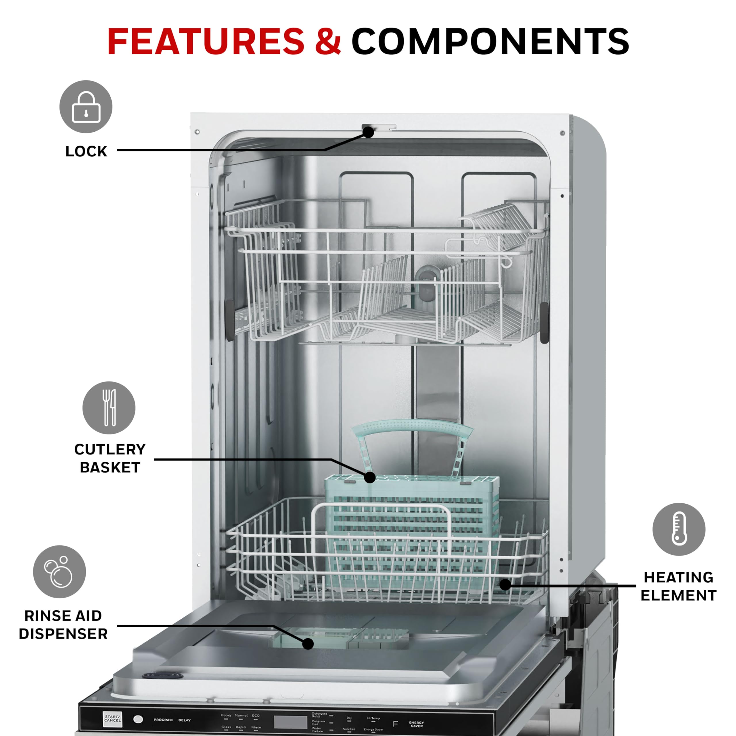 12-Place Dishwasher, 7 Cycles, Stainless