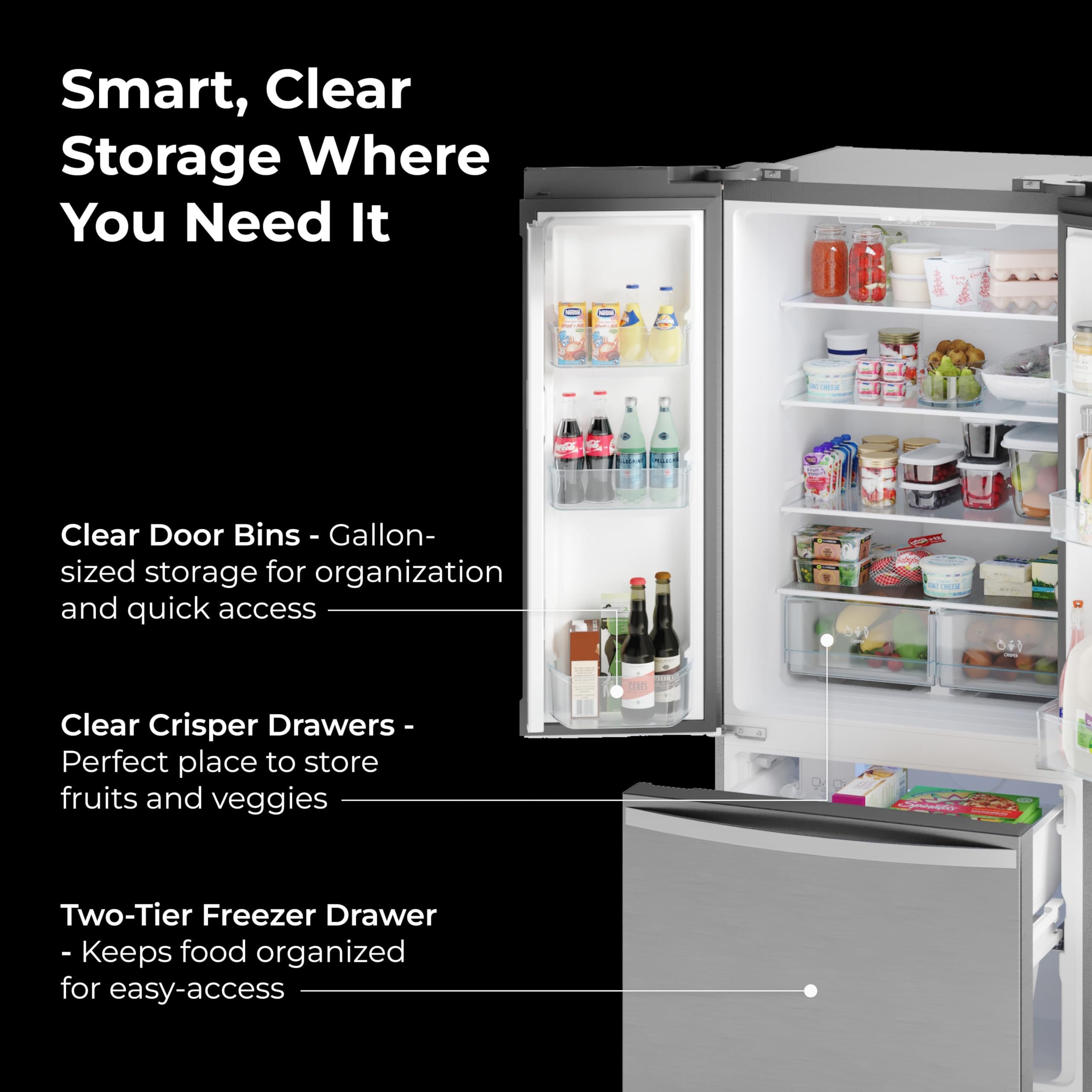 30" French Door Refrigerator, 17.5 cu ft, Stainless