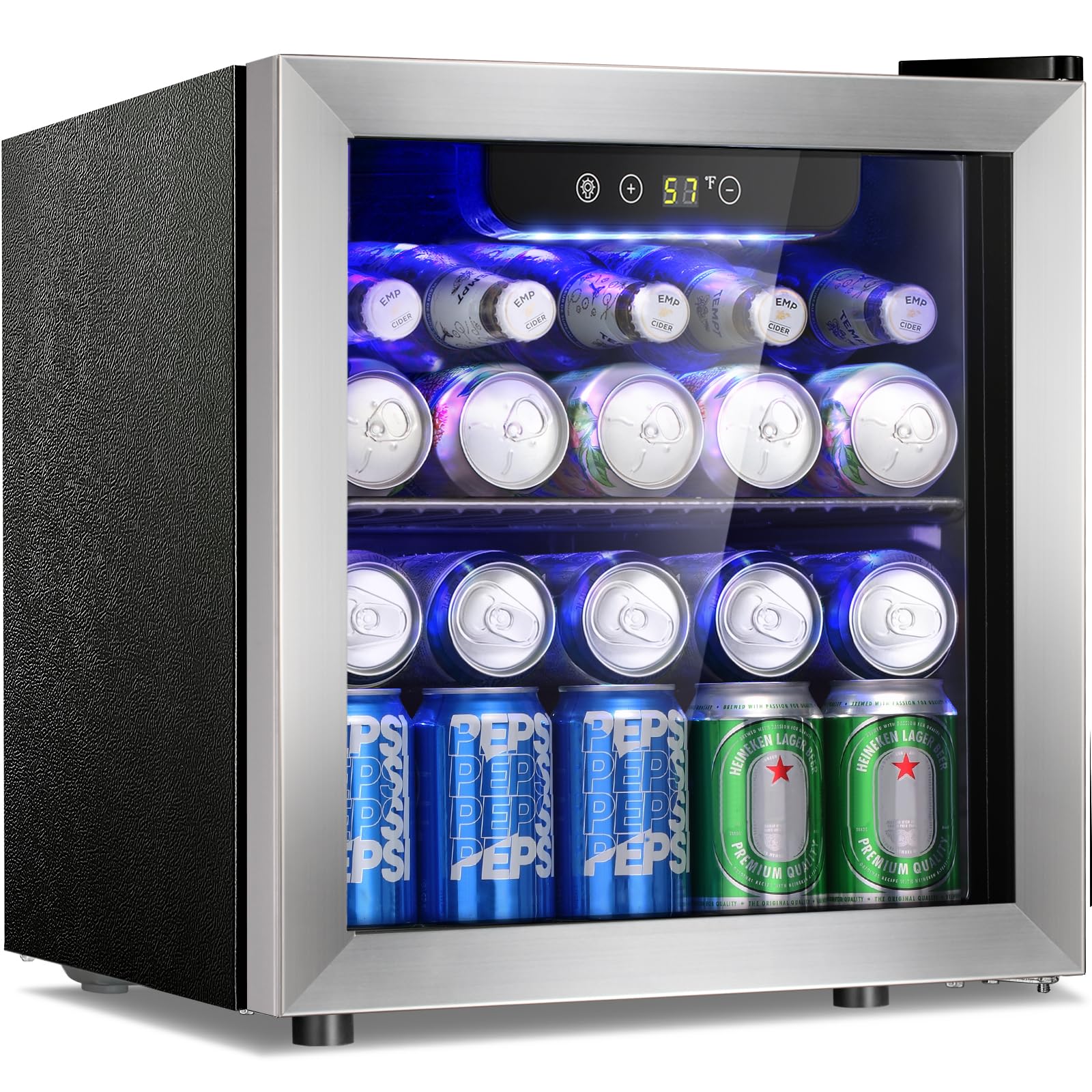 Beverage Mini Fridge, Stainless Glass Door