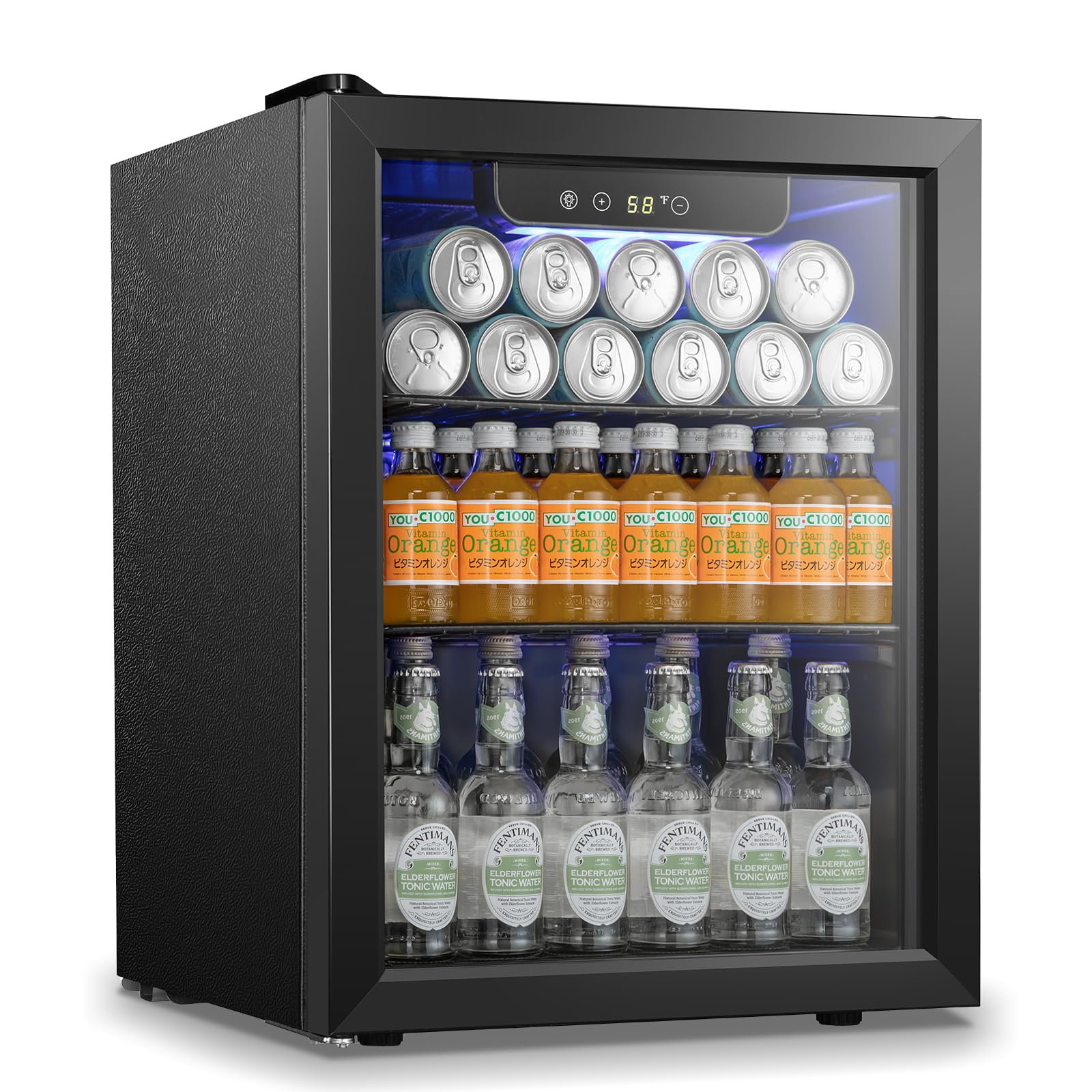 Beverage Mini Fridge, Stainless Glass Door