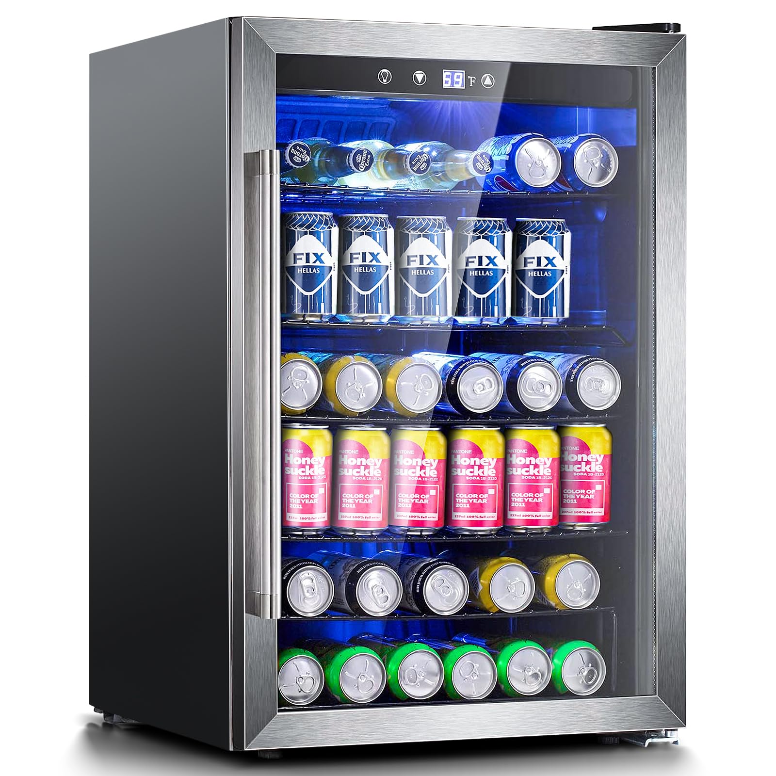 Beverage Mini Fridge, Stainless Glass Door